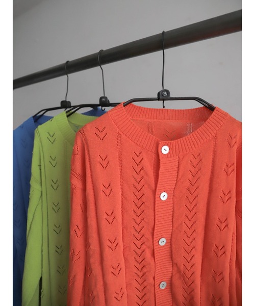 FIL DE FER（フィルデフェール）の「リネンライクポリ　アイレット柄カーデ（カーディガン/ボレロ・レディース・オレンジ/ライトグリーン/ブルー・FREE）」の14枚目の写真