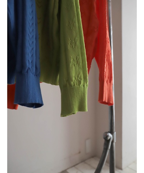 FIL DE FER（フィルデフェール）の「リネンライクポリ　アイレット柄カーデ（カーディガン/ボレロ・レディース・オレンジ/ライトグリーン/ブルー・FREE）」の16枚目の写真