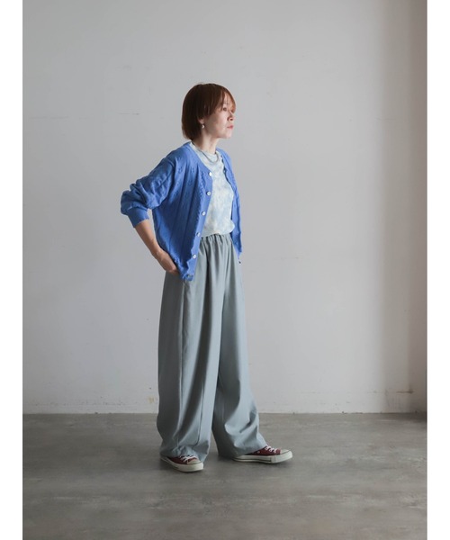 FIL DE FER（フィルデフェール）の「リネンライクポリ　アイレット柄カーデ（カーディガン/ボレロ・レディース・オレンジ/ライトグリーン/ブルー・FREE）」の7枚目の写真