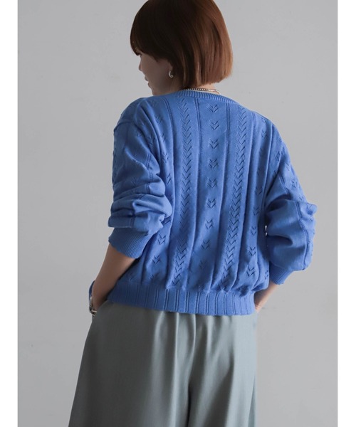 FIL DE FER（フィルデフェール）の「リネンライクポリ　アイレット柄カーデ（カーディガン/ボレロ・レディース・オレンジ/ライトグリーン/ブルー・FREE）」の5枚目の写真