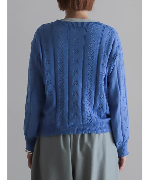 FIL DE FER（フィルデフェール）の「リネンライクポリ　アイレット柄カーデ（カーディガン/ボレロ・レディース・オレンジ/ライトグリーン/ブルー・FREE）」の12枚目の写真