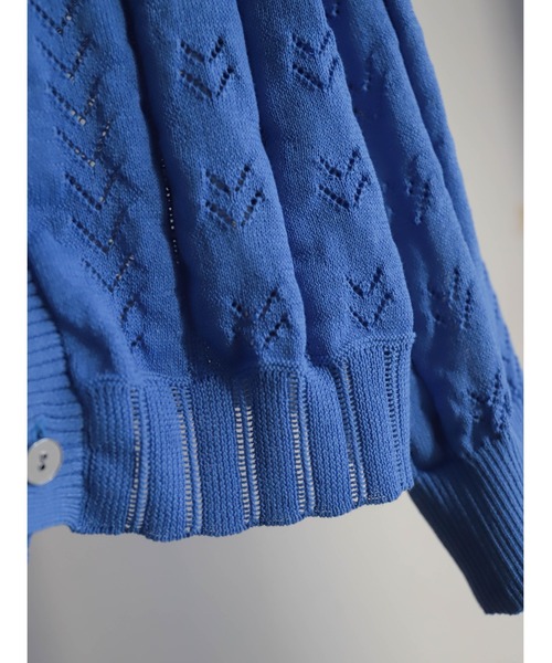 FIL DE FER（フィルデフェール）の「リネンライクポリ　アイレット柄カーデ（カーディガン/ボレロ・レディース・オレンジ/ライトグリーン/ブルー・FREE）」の8枚目の写真