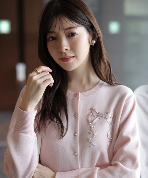 リボンテープ刺繍カーディガン（ニット/セーター）｜Rirandture（リ