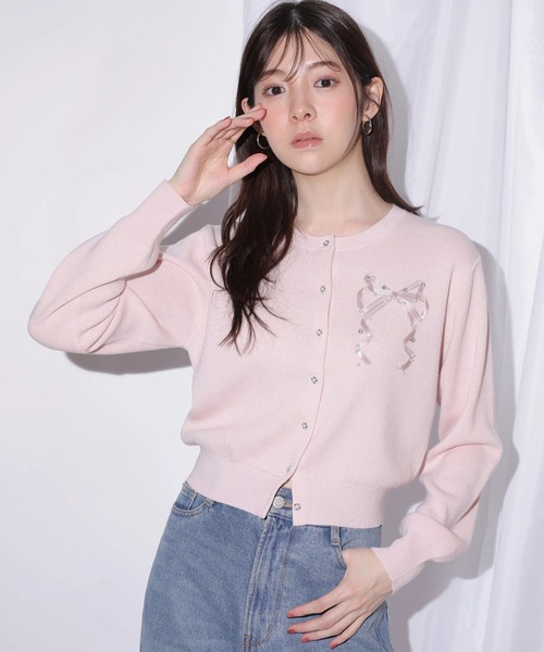 リボンテープ刺繍カーディガン（ニット/セーター）｜Rirandture（リ
