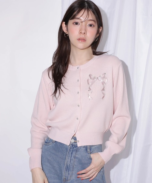 リボンテープ刺繍カーディガン（ニット/セーター）｜Rirandture（リ