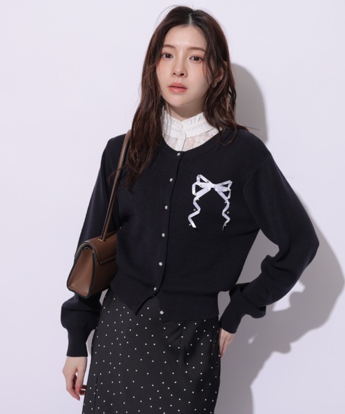 リボンテープ刺繍カーディガン（ニット/セーター）｜Rirandture（リ