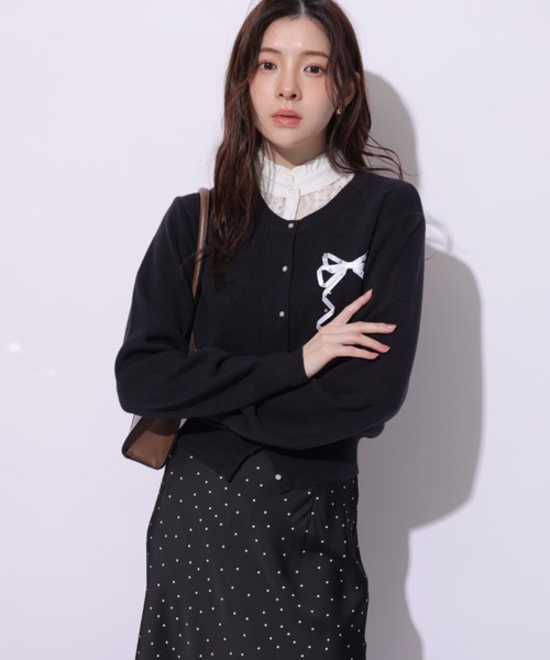 リボンテープ刺繍カーディガン（ニット/セーター）｜Rirandture（リ