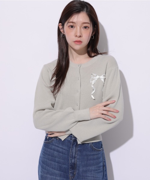 リボンテープ刺繍カーディガン（ニット/セーター）｜Rirandture（リ