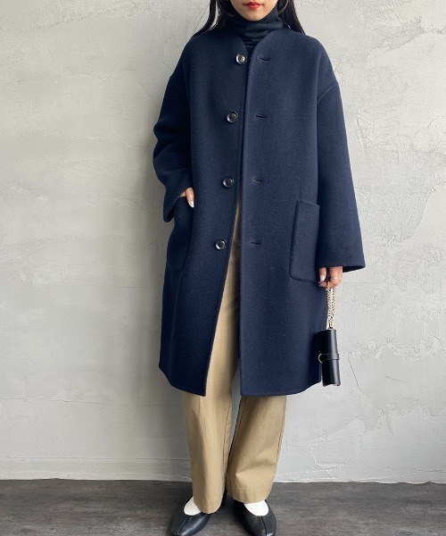 セール】[LE GLAZIK/ル グラジック] リバーシブル ノーカラーウール