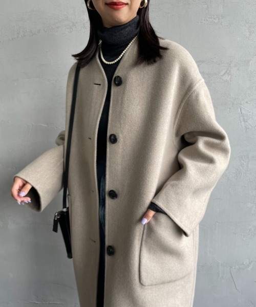 LE GLAZIK（ルグラジック）の「[LE GLAZIK/ル グラジック] リバーシブル ノーカラーウールコート（ノーカラーコート・レディース・ベージュ/ネイビー・36）」の6枚目の写真