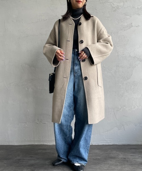 LE GLAZIK（ルグラジック）の「[LE GLAZIK/ル グラジック] リバーシブル ノーカラーウールコート（ノーカラーコート・レディース・ベージュ/ネイビー・36）」の9枚目の写真