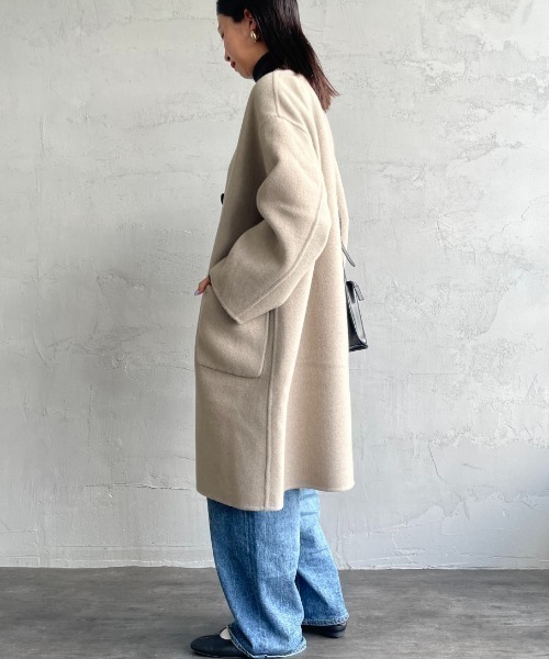 LE GLAZIK（ルグラジック）の「[LE GLAZIK/ル グラジック] リバーシブル ノーカラーウールコート（ノーカラーコート・レディース・ベージュ/ネイビー・36）」の10枚目の写真