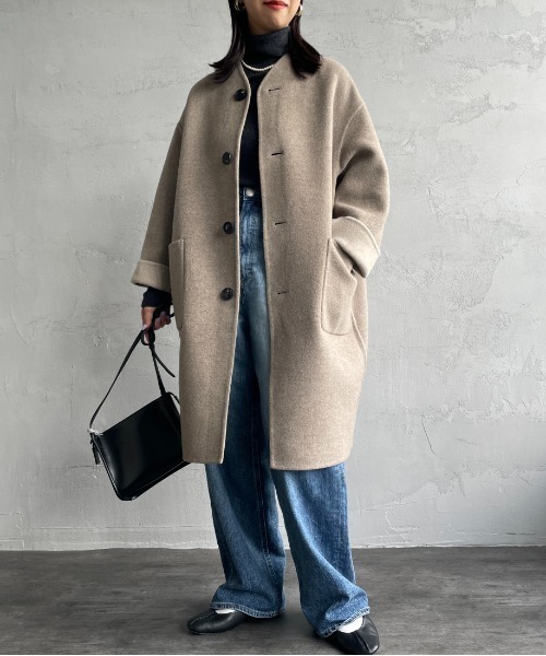 LE GLAZIK（ルグラジック）の「[LE GLAZIK/ル グラジック] リバーシブル ノーカラーウールコート（ノーカラーコート・レディース・ベージュ/ネイビー・36）」の15枚目の写真
