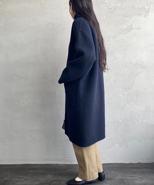 セール】[LE GLAZIK/ル グラジック] リバーシブル ノーカラーウール