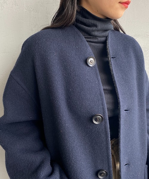 LE GLAZIK（ルグラジック）の「[LE GLAZIK/ル グラジック] リバーシブル ノーカラーウールコート（ノーカラーコート・レディース・ベージュ/ネイビー・36）」の22枚目の写真