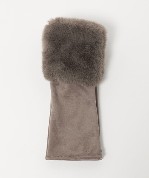 green label relaxing（グリーンレーベルリラクシング）の「フェイクファー 切り替え アームウォーマー（手袋・レディース・ダークグレー/モカ・FREE）」の8枚目の写真