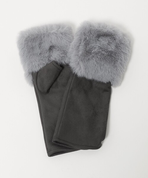 green label relaxing（グリーンレーベルリラクシング）の「フェイクファー 切り替え アームウォーマー（手袋・レディース・ダークグレー/モカ・FREE）」の13枚目の写真