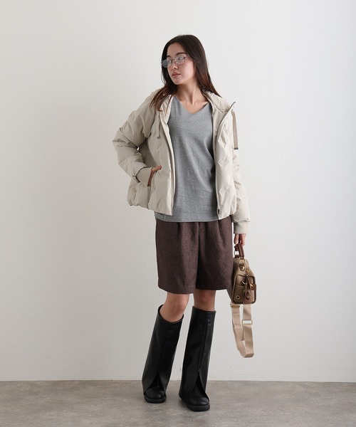 ElegChic（エレグシック）の「ポリエステル フェイクウールコートダウン ジャケット （ダウンジャケット/コート・レディース・ベージュ/ブラック/カーキ・M/L）」の9枚目の写真