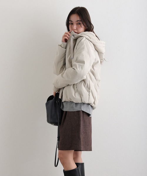 ElegChic（エレグシック）の「ポリエステル フェイクウールコートダウン ジャケット （ダウンジャケット/コート・レディース・ベージュ/ブラック/カーキ・M/L）」の10枚目の写真