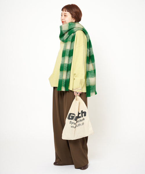 B.C STOCK（ベーセーストック）の「手洗い可 / ブークレチェックマフラー（マフラー・レディース・オレンジ/キャメル/グリーン/ピンク・FREE）」の19枚目の写真