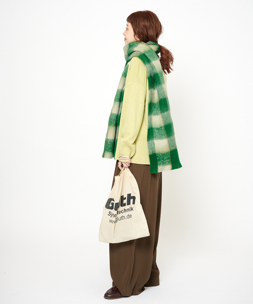 B.C STOCK（ベーセーストック）の「手洗い可 / ブークレチェックマフラー（マフラー・レディース・オレンジ/キャメル/グリーン/ピンク・FREE）」の20枚目の写真