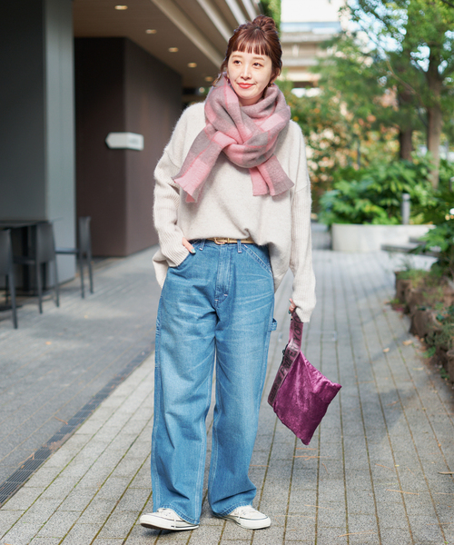 B.C STOCK（ベーセーストック）の「手洗い可 / ブークレチェックマフラー（マフラー・レディース・オレンジ/キャメル/グリーン/ピンク・FREE）」の22枚目の写真