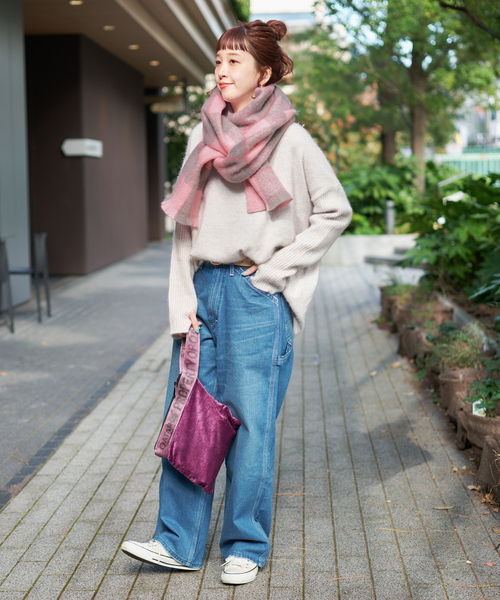 B.C STOCK（ベーセーストック）の「手洗い可 / ブークレチェックマフラー（マフラー・レディース・オレンジ/キャメル/グリーン/ピンク・FREE）」の12枚目の写真