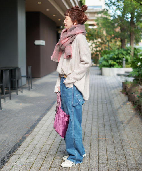 B.C STOCK（ベーセーストック）の「手洗い可 / ブークレチェックマフラー（マフラー・レディース・オレンジ/キャメル/グリーン/ピンク・FREE）」の13枚目の写真