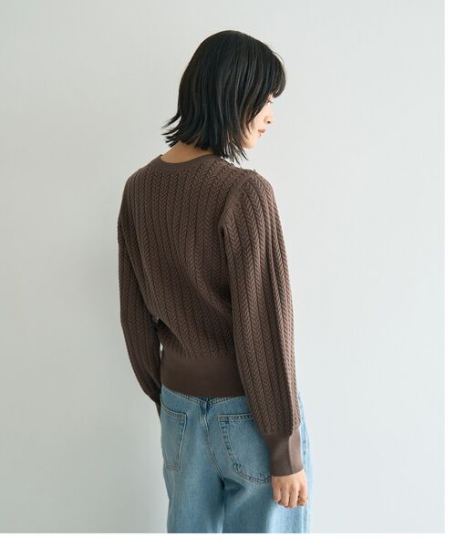 YECCA VECCA(イェッカヴェッカ)の「金釦ミニケーブルニット(ニット/セーター・レディース・ボルドー/アイボリー/サックスブルー/杢グレー/チャコールグレー・FREE)」の12枚目の写真