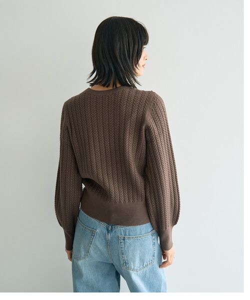 YECCA VECCA(イェッカヴェッカ)の「金釦ミニケーブルニット(ニット/セーター・レディース・ボルドー/アイボリー/サックスブルー/杢グレー/チャコールグレー・FREE)」の13枚目の写真