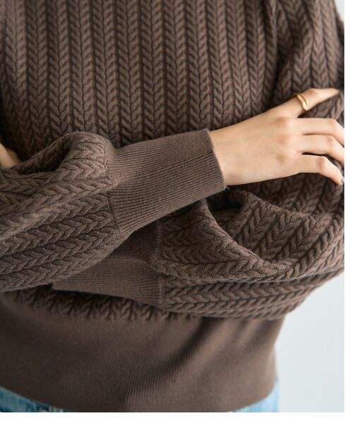 YECCA VECCA(イェッカヴェッカ)の「金釦ミニケーブルニット(ニット/セーター・レディース・ボルドー/アイボリー/サックスブルー/杢グレー/チャコールグレー・FREE)」の16枚目の写真