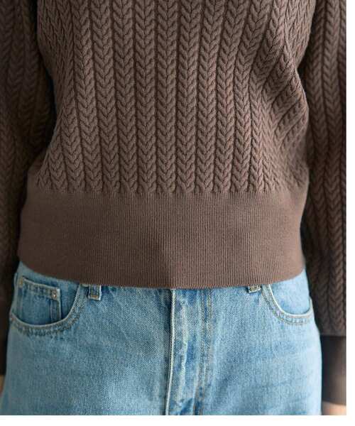 YECCA VECCA(イェッカヴェッカ)の「金釦ミニケーブルニット(ニット/セーター・レディース・ボルドー/アイボリー/サックスブルー/杢グレー/チャコールグレー・FREE)」の17枚目の写真