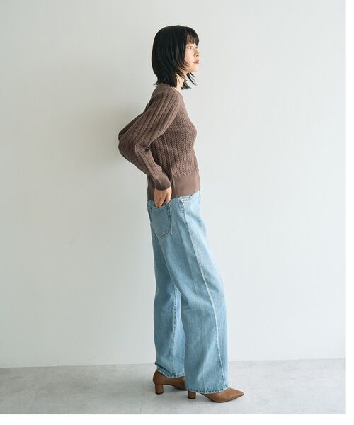 YECCA VECCA(イェッカヴェッカ)の「金釦ミニケーブルニット(ニット/セーター・レディース・ボルドー/アイボリー/サックスブルー/杢グレー/チャコールグレー・FREE)」の19枚目の写真