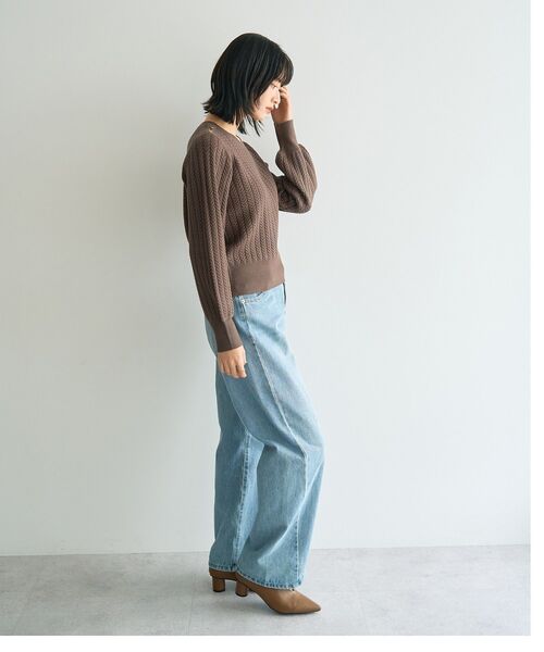 YECCA VECCA(イェッカヴェッカ)の「金釦ミニケーブルニット(ニット/セーター・レディース・ボルドー/アイボリー/サックスブルー/杢グレー/チャコールグレー・FREE)」の20枚目の写真