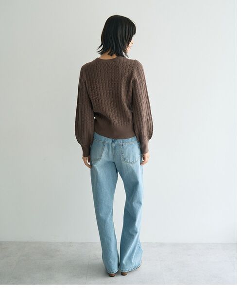 YECCA VECCA(イェッカヴェッカ)の「金釦ミニケーブルニット(ニット/セーター・レディース・ボルドー/アイボリー/サックスブルー/杢グレー/チャコールグレー・FREE)」の21枚目の写真