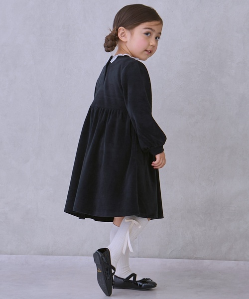 petit main（プティマイン）の「ベロアレースワンピース（シャツワンピース・キッズ・ブルー/ライトピンク/ブラック・110cm/100cm/80ｃｍ/130cm/120cm/90cm）」の17枚目の写真