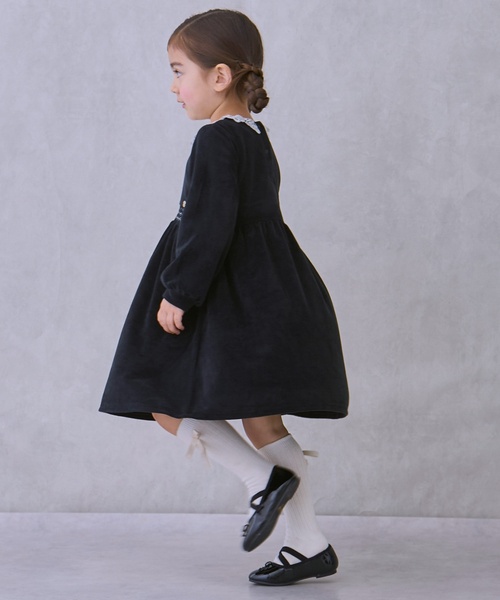 petit main（プティマイン）の「ベロアレースワンピース（シャツワンピース・キッズ・ブルー/ライトピンク/ブラック・110cm/100cm/80ｃｍ/130cm/120cm/90cm）」の16枚目の写真