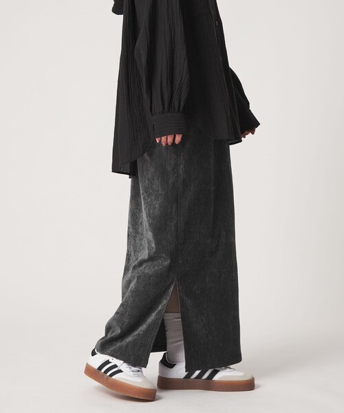 CITEN（シテン）の「＜CITEN＞ベロアライクカットナロースカート（スカート・レディース・ライトブルー/ダークグレー・FREE）」の3枚目の写真