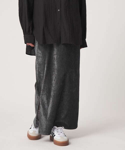 CITEN（シテン）の「＜CITEN＞ベロアライクカットナロースカート（スカート・レディース・ライトブルー/ダークグレー・FREE）」の4枚目の写真