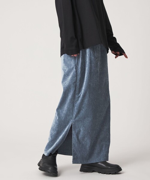 CITEN（シテン）の「＜CITEN＞ベロアライクカットナロースカート（スカート・レディース・ライトブルー/ダークグレー・FREE）」の6枚目の写真