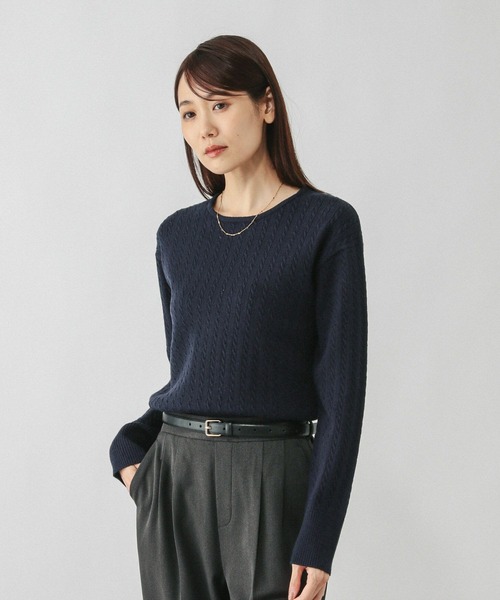 GLOBAL WORK（グローバルワーク）の「洗えるケーブルプルオーバー/606611（ニット/セーター・レディース・ブルー系その他/ネイビー/ライトグレー/レッド/グレイッシュベージュ/オフホワイト・LARGE/MEDIUM/SMALL）」の18枚目の写真