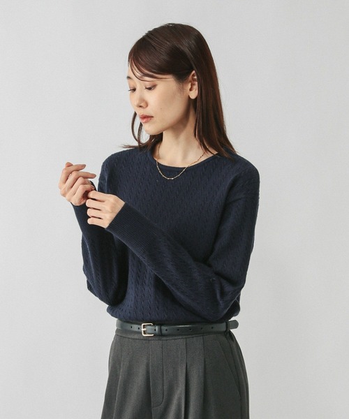 GLOBAL WORK（グローバルワーク）の「洗えるケーブルプルオーバー/606611（ニット/セーター・レディース・ブルー系その他/ネイビー/ライトグレー/レッド/グレイッシュベージュ/オフホワイト・LARGE/MEDIUM/SMALL）」の19枚目の写真