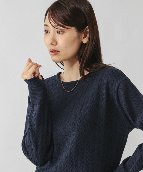 GLOBAL WORK（グローバルワーク）の「洗えるケーブルプルオーバー/606611（ニット/セーター・レディース・ブルー系その他/ネイビー/ライトグレー/レッド/グレイッシュベージュ/オフホワイト・LARGE/MEDIUM/SMALL）」の20枚目の写真