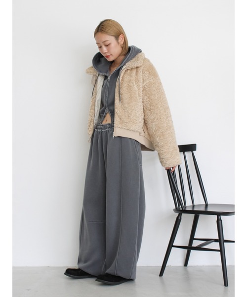 Ungrid（アングリッド）の「ピグメントスウェットルーズパンツ（スウェットパンツ・レディース・ベージュ/チャコールグレー・FREE）」の22枚目の写真