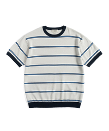 WILD BRICKS（ワイルドブリックス）の「FN KNITTED STRIPE T-SHIRT (blue)（ニット/セーター）」