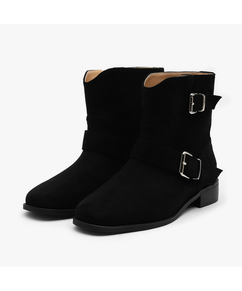 SAPPUN（サプン）の「レノイバックルストラップアンクルブーツ（3cm）（ブーツ・レディース・ブラック/ダークブラウン/ベージュ・22.5cm/23cm/23.5cm/24cm/24.5cm/25cm/25.5cm）」の2枚目の写真