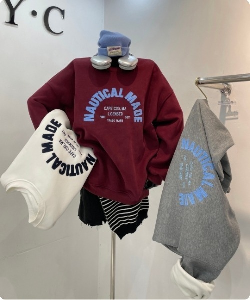I.O.E（アイオイ）の「韓国カジュアル刺繍クルーネックスウェット（スウェット・レディース・ホワイト/ワイン/ブラック/グレー/ネイビー/ダークグレー・FREE）」の18枚目の写真