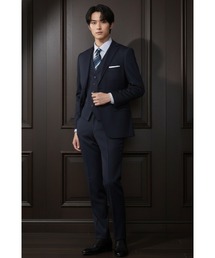 Perfect Suit FActory（パーフェクトスーツファクトリー）の「【ベスト付き】スリーピーススーツ シャドウストライプ ネイビー（スーツセット）」