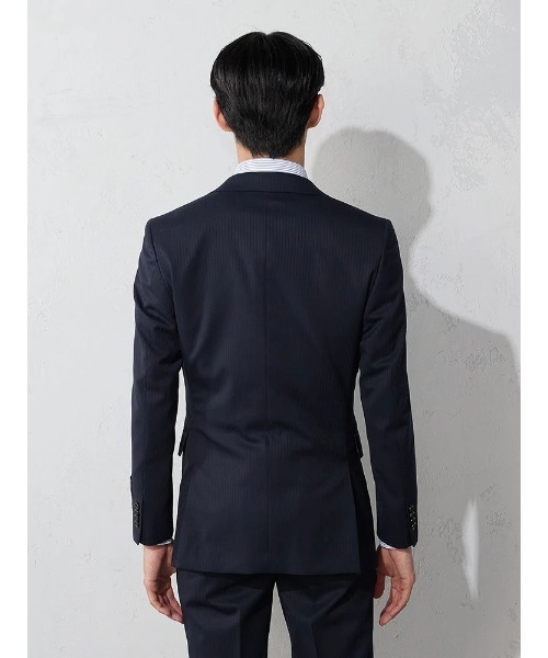ベスト付き】スリーピーススーツ シャドウストライプ ネイビー（スーツ