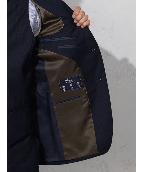 ベスト付き】スリーピーススーツ シャドウストライプ ネイビー（スーツ